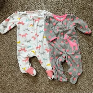 Button up fleece sleepers set of 2